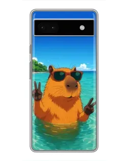 Чехол для Google Pixel 6a с картинкой «Морская капибара»