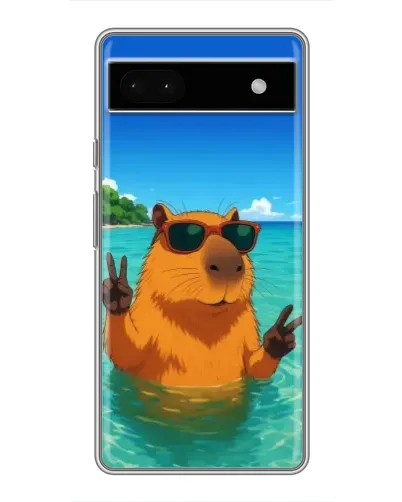 Чехол для Google Pixel 6a с картинкой «Морская капибара»