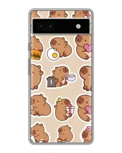 Чехол для Google Pixel 6a с картинкой «Капибары паттерн»