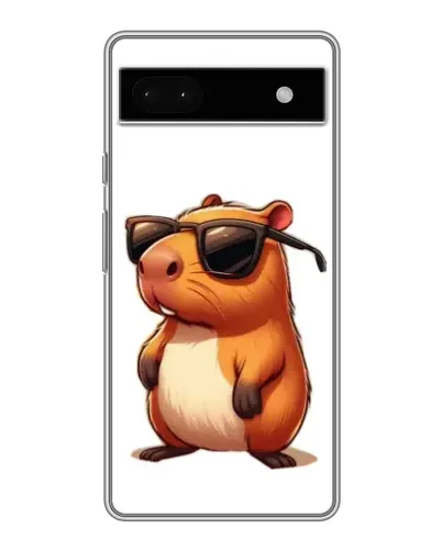 Чехол для Google Pixel 6a с картинкой «Капибара в очках»