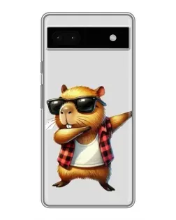 Чехол для Google Pixel 6a с картинкой «Капибара рэпер даб»