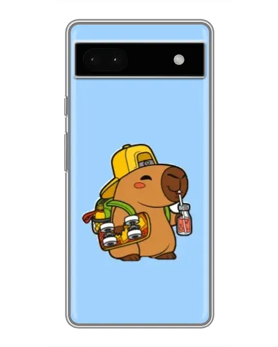 Чехол для Google Pixel 6a с картинкой «Капибара на скейте»