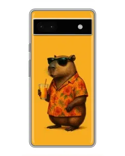 Чехол для Google Pixel 6a с картинкой «Капибара на отдыхе»