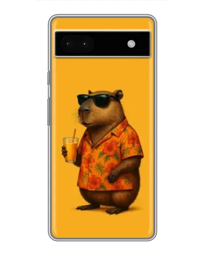 Чехол для Google Pixel 6a с картинкой «Капибара на отдыхе»