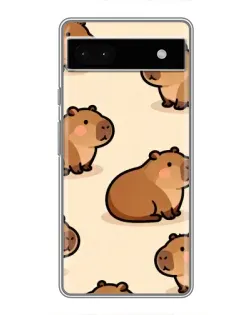 Чехол для Google Pixel 6a с картинкой «Паттерн милых капибар»