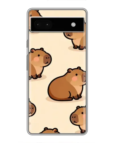 Чехол для Google Pixel 6a с картинкой «Паттерн милых капибар»