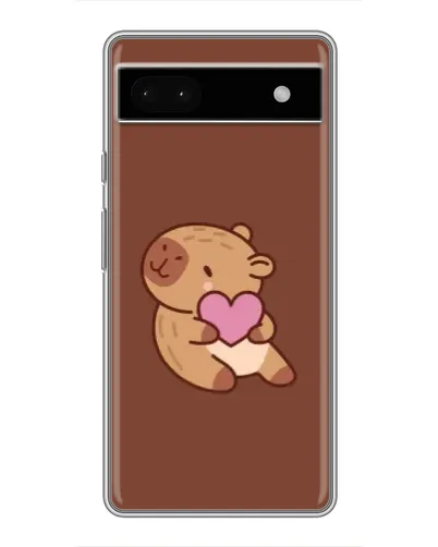 Чехол для Google Pixel 6a с картинкой «Капибара с сердцем»