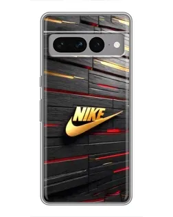 Чехол для Google Pixel 7 Pro с картинкой «Золотой Nike на металле»