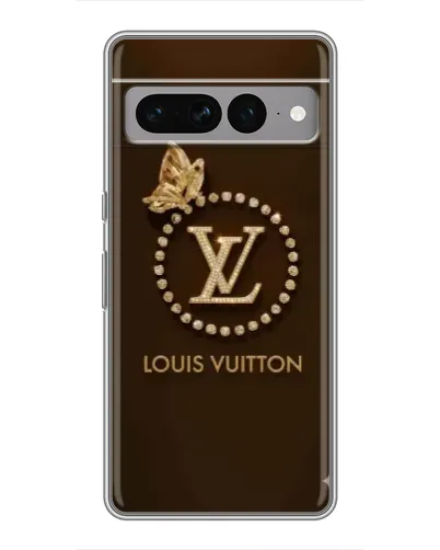 Чехол для Google Pixel 7 Pro с картинкой «LV — золотая печать»