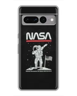 Чехол для Google Pixel 7 Pro с картинкой «NASA — шагаем по Луне»