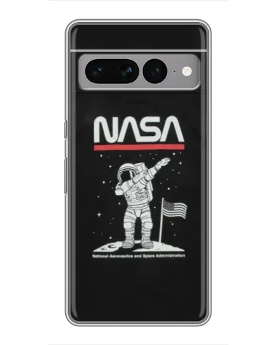Чехол для Google Pixel 7 Pro с картинкой «NASA — шагаем по Луне»
