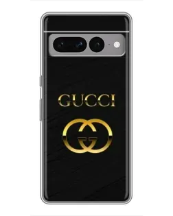 Чехол для Google Pixel 7 Pro с картинкой «Золотой логотип Gucci»