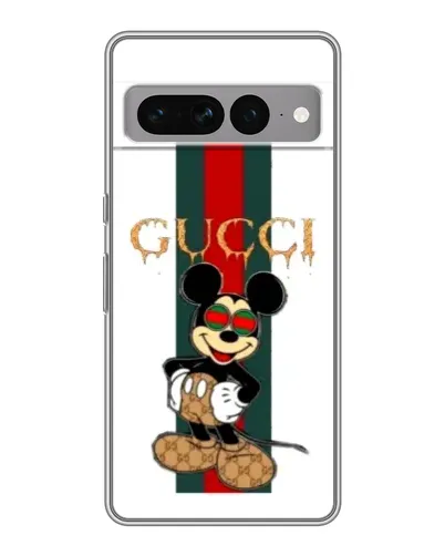 Чехол для Google Pixel 7 Pro с картинкой «Микки Маус Gucci — полосы»