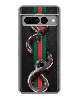 Чехол для Google Pixel 7 Pro с картинкой «Gucci — змея на полосе»