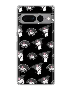Чехол для Google Pixel 7 Pro с картинкой «Черный паттерн Kuromi»