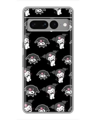 Чехол для Google Pixel 7 Pro с картинкой «Черный паттерн Kuromi»