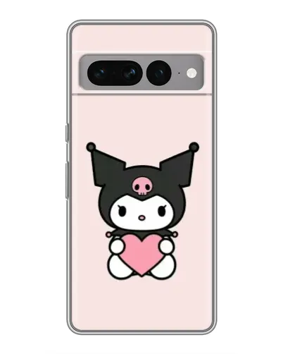Чехол для Google Pixel 7 Pro с картинкой «Kuromi и сердце»