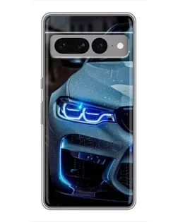 Чехол для Google Pixel 7 Pro с картинкой «Взгляд BMW с синими фарами»
