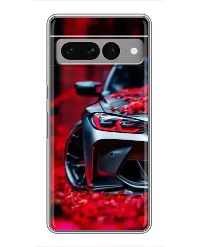 Чехол для Google Pixel 7 Pro с картинкой «Спортивная BMW и цветы»
