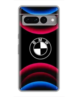 Чехол для Google Pixel 7 Pro с картинкой «Логотип BMW и неоновые дуги»