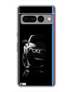 Чехол для Google Pixel 7 Pro с картинкой «Силуэт BMW в темноте»