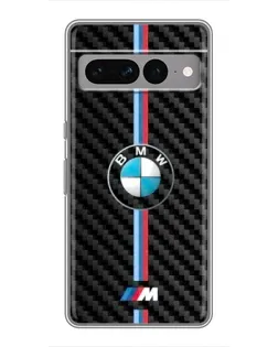 Чехол для Google Pixel 7 Pro с картинкой «Эмблема BMW и карбон»