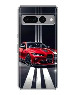 Чехол для Google Pixel 7 Pro с картинкой «Красная BMW на дороге»