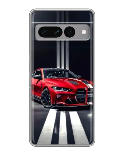 Чехол для Google Pixel 7 Pro с картинкой «Красная BMW на дороге»