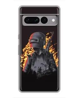 Чехол для Google Pixel 7 Pro с картинкой «PUBG — огненный силуэт»