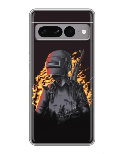 Чехол для Google Pixel 7 Pro с картинкой «PUBG — огненный силуэт»