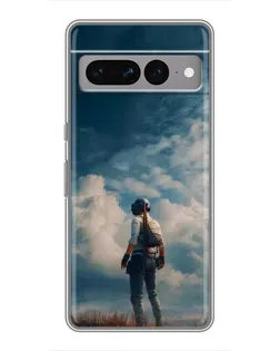 Чехол для Google Pixel 7 Pro с картинкой «Герой PUBG на скале»