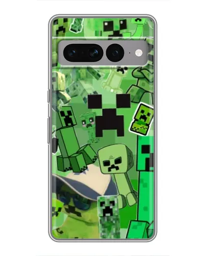 Чехол для Google Pixel 7 Pro с картинкой «Криперы Minecraft»