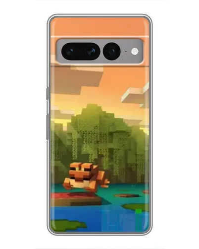 Чехол для Google Pixel 7 Pro с картинкой «Майнкрафт закат солнца»
