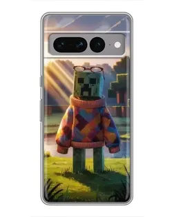 Чехол для Google Pixel 7 Pro с картинкой «Крипер в свитере»