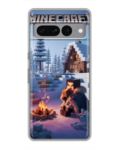 Чехол для Google Pixel 7 Pro с картинкой «Зимний Minecraft»