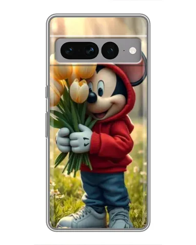 Чехол для Google Pixel 7 Pro с картинкой «Микки с тюльпанами»