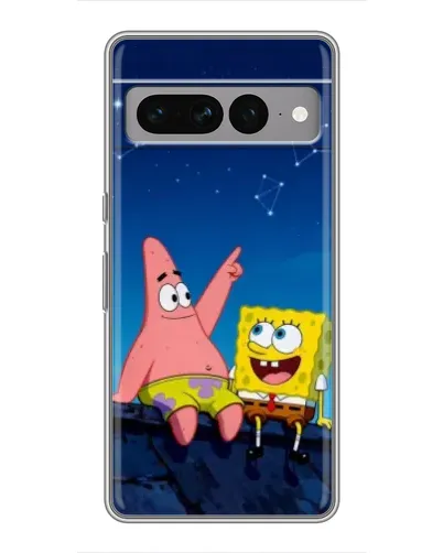 Чехол для Google Pixel 7 Pro с картинкой «Губка Боб и Патрик ночью»