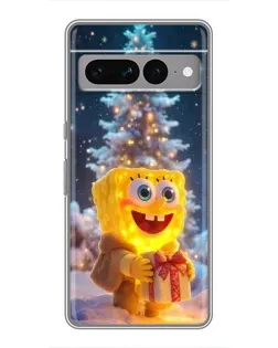 Чехол для Google Pixel 7 Pro с картинкой «Рождественский Спанч Боб»