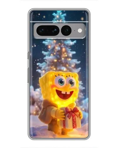 Чехол для Google Pixel 7 Pro с картинкой «Рождественский Спанч Боб»