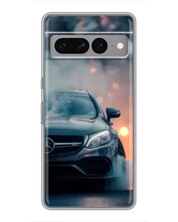 Чехол для Google Pixel 7 Pro с картинкой «Mercedes — ночной город»