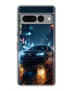 Чехол для Google Pixel 7 Pro с картинкой «Ночной город и Audi»