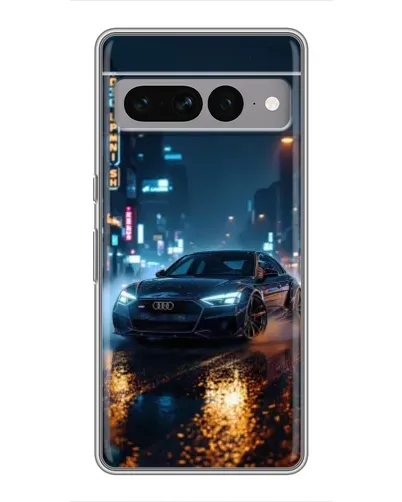 Чехол для Google Pixel 7 Pro с картинкой «Ночной город и Audi»