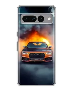 Чехол для Google Pixel 7 Pro с картинкой «Audi в огненном дыму»