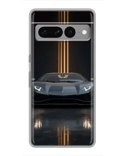 Чехол для Google Pixel 7 Pro с картинкой «Lamborghini золотые линии»