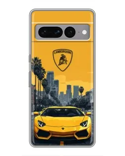 Чехол для Google Pixel 7 Pro с картинкой «Желтый Lamborghini город»