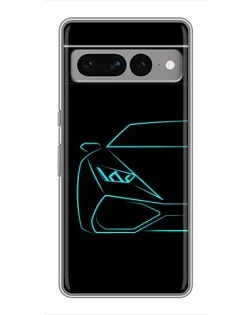 Чехол для Google Pixel 7 Pro с картинкой «Голубой силуэт Lamborghini»