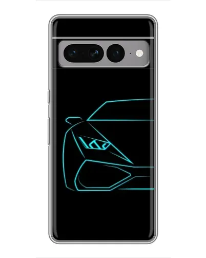 Чехол для Google Pixel 7 Pro с картинкой «Голубой силуэт Lamborghini»