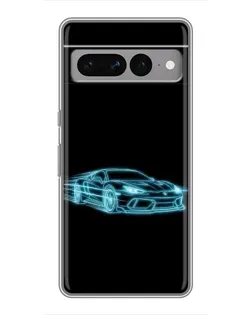 Чехол для Google Pixel 7 Pro с картинкой «Неоновый контур Lamborghini»