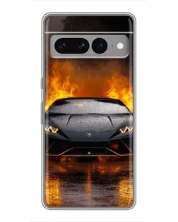 Чехол для Google Pixel 7 Pro с картинкой «Lamborghini в огне»