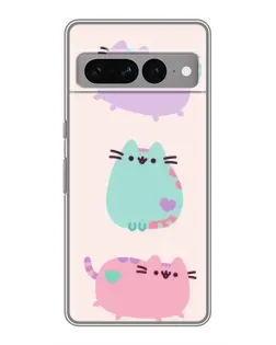 Чехол для Google Pixel 7 Pro с картинкой «Pusheen трио»